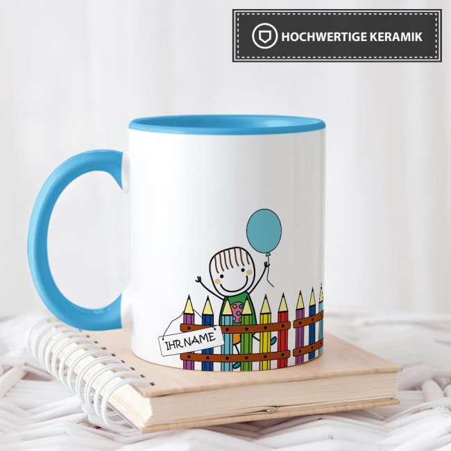 Tasse zur Einschulung - Einschulung Junge Hellblau