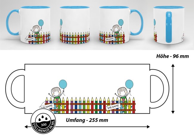 Tasse zur Einschulung - Einschulung Junge Hellblau