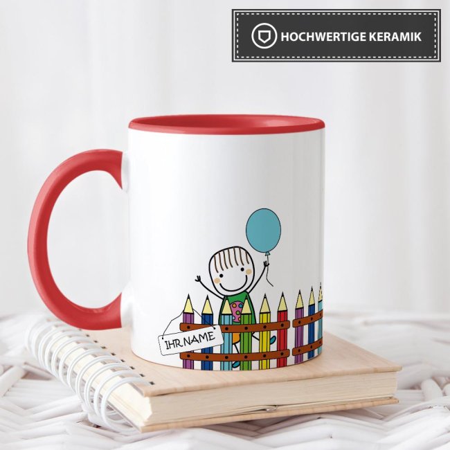 Tasse zur Einschulung - Einschulung Junge Rot