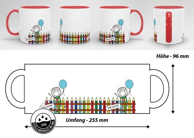 Tasse zur Einschulung - Einschulung Junge Rot