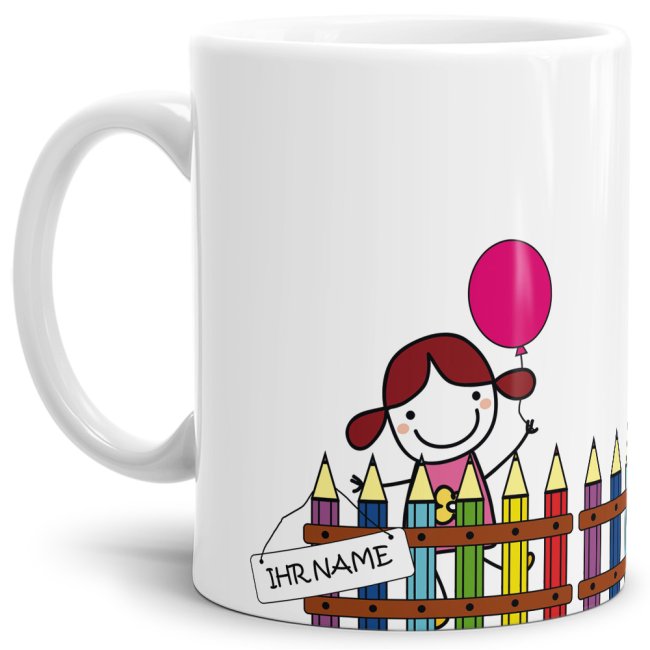 Tasse zur Einschulung - Einschulung M&auml;dchen Weiss