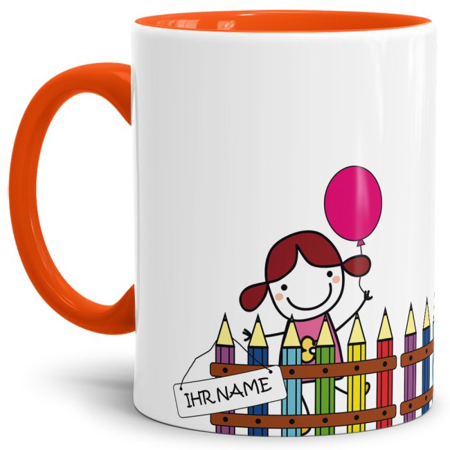 Tasse zur Einschulung - Einschulung M&auml;dchen Orange