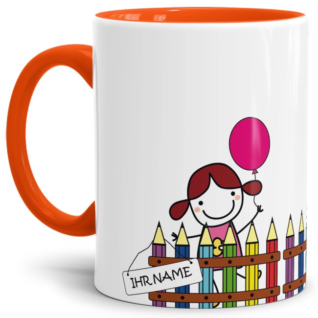 Tasse zur Einschulung - Einschulung M&auml;dchen Orange
