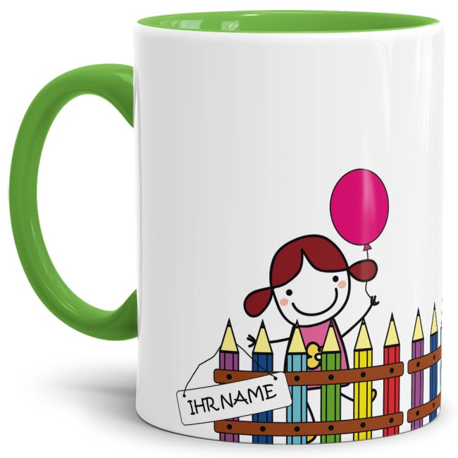 Tasse zur Einschulung - Einschulung M&auml;dchen Hellgr&uuml;n