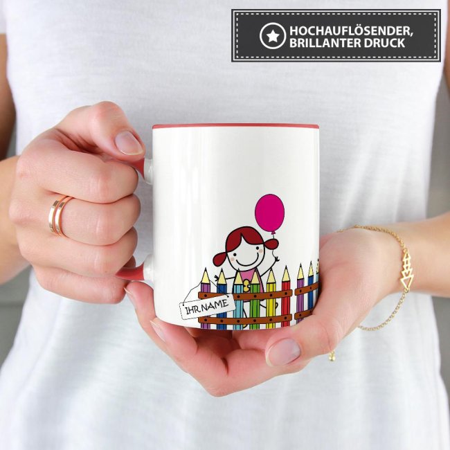 Tasse zur Einschulung - Einschulung M&auml;dchen Rot
