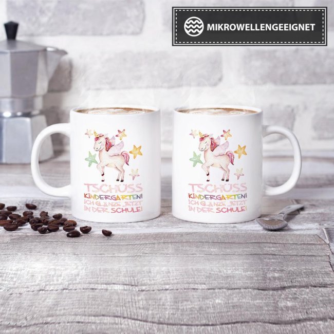 Tasse zur Einschulung - Tsch&uuml;ss Kindergarten Weiss