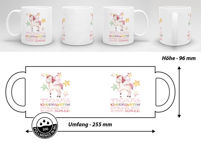 Tasse zur Einschulung - Tsch&uuml;ss Kindergarten Weiss