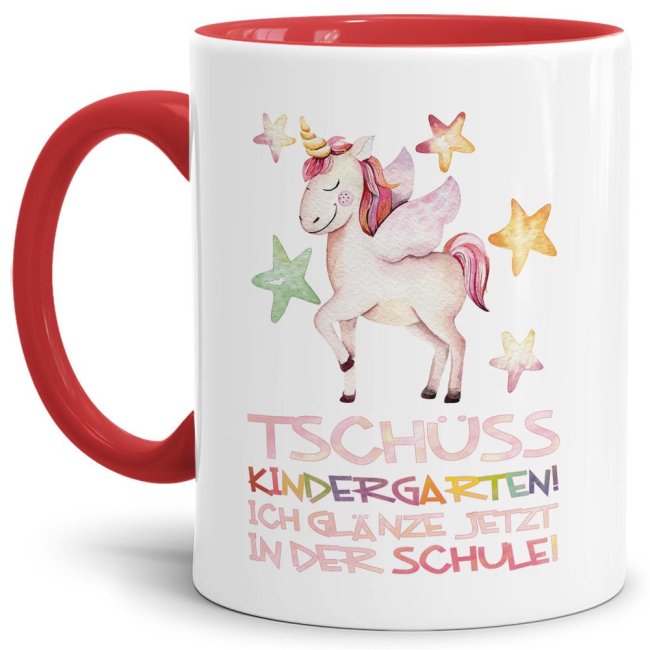 Tasse zur Einschulung - Tsch&uuml;ss Kindergarten Rot
