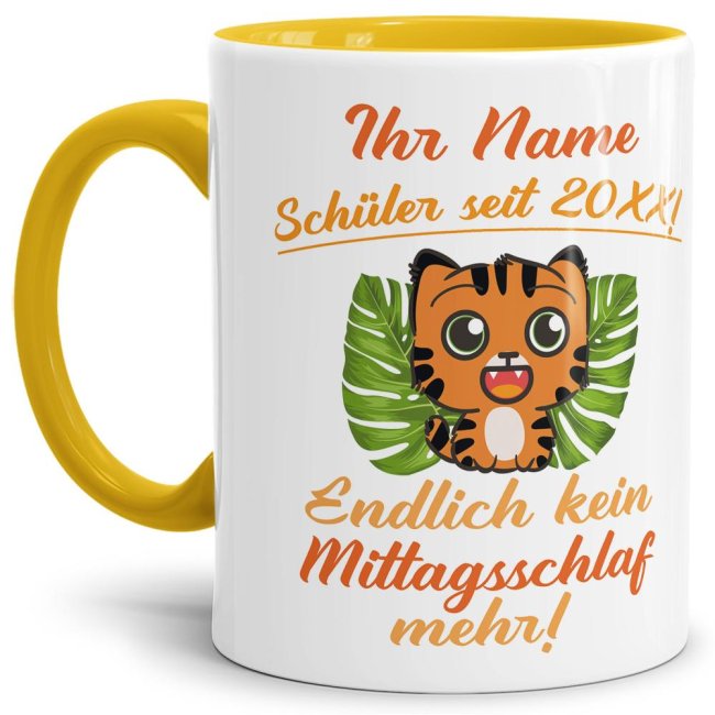 Tasse zur Einschulung - Tiger Gelb