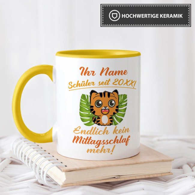 Tasse zur Einschulung - Tiger Gelb