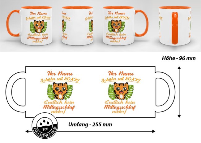 Tasse zur Einschulung - Tiger Orange