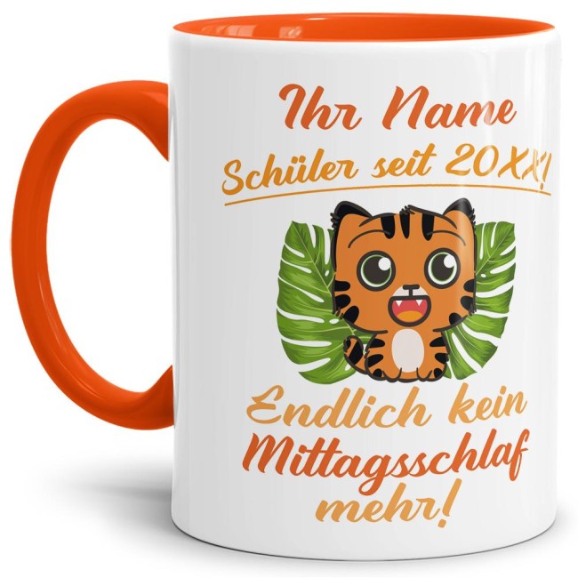 Tasse zur Einschulung - Tiger Orange