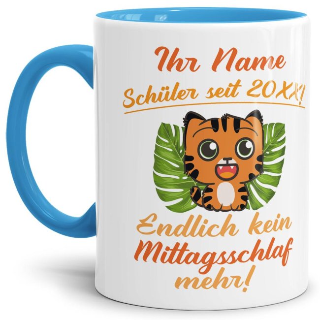 Tasse zur Einschulung - Tiger Hellblau