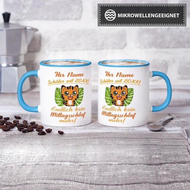 Tasse zur Einschulung - Tiger Hellblau