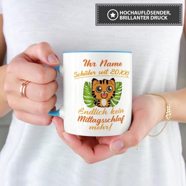 Tasse zur Einschulung - Tiger Hellblau