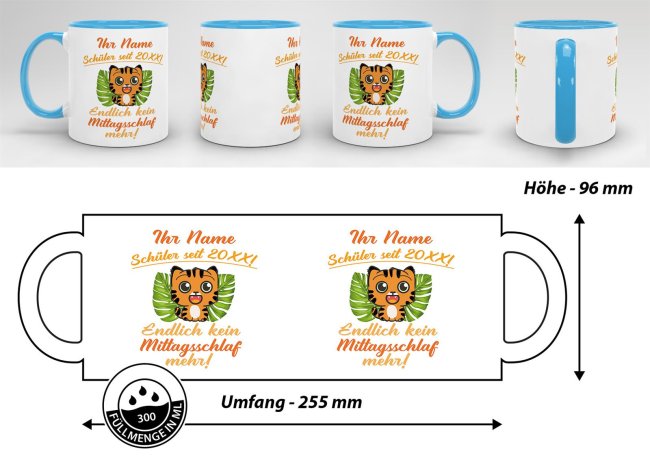 Tasse zur Einschulung - Tiger Hellblau
