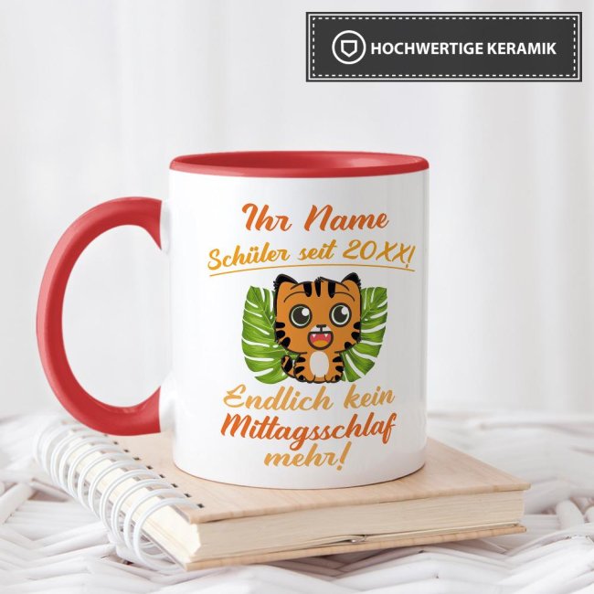 Tasse zur Einschulung - Tiger Rot