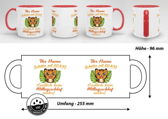 Tasse zur Einschulung - Tiger Rot