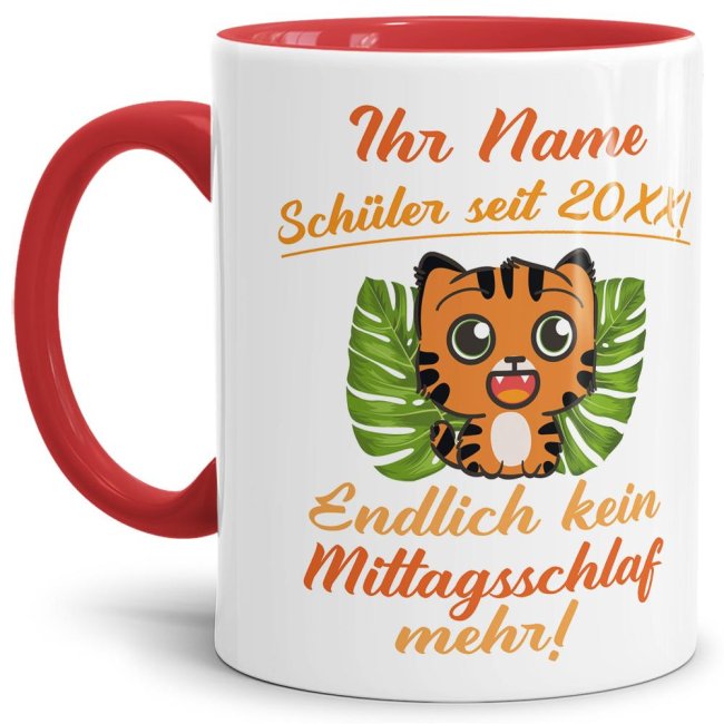 Tasse zur Einschulung - Tiger Rot