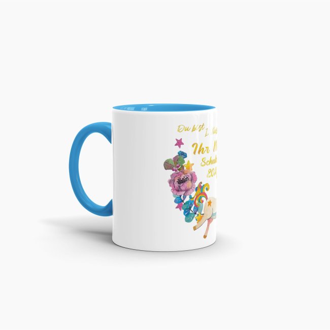 Tasse zur Einschulung - Einhorn Hellblau