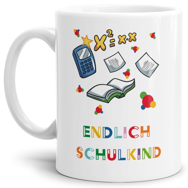 Tasse zur Einschulung - Endlich Schulkind Weiss