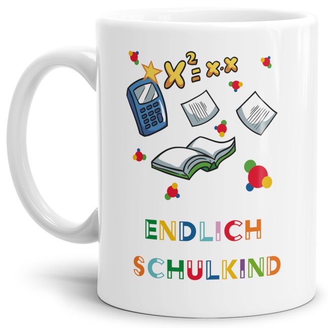 Tasse zur Einschulung - Endlich Schulkind Weiss
