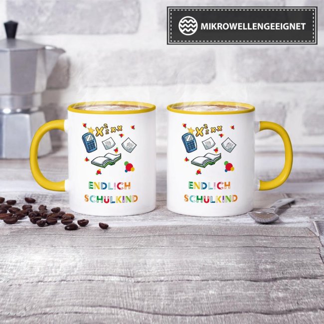 Tasse zur Einschulung - Endlich Schulkind Gelb