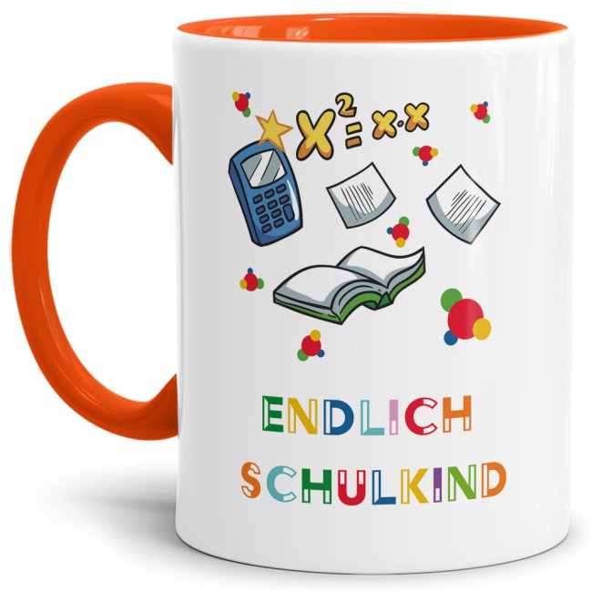 Tasse zur Einschulung - Endlich Schulkind Orange