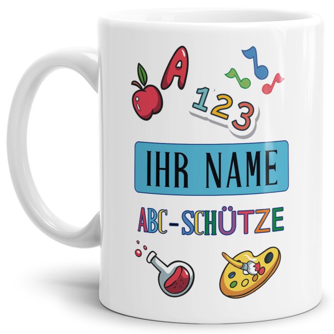 Tasse zur Einschulung - ABC-Sch&uuml;tze Weiss