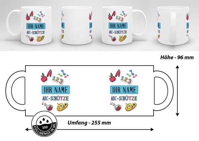 Tasse zur Einschulung - ABC-Sch&uuml;tze Weiss