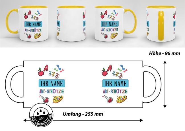 Tasse zur Einschulung - ABC-Sch&uuml;tze Gelb