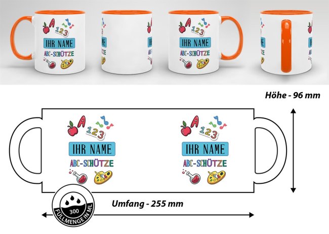 Tasse zur Einschulung - ABC-Sch&uuml;tze Orange
