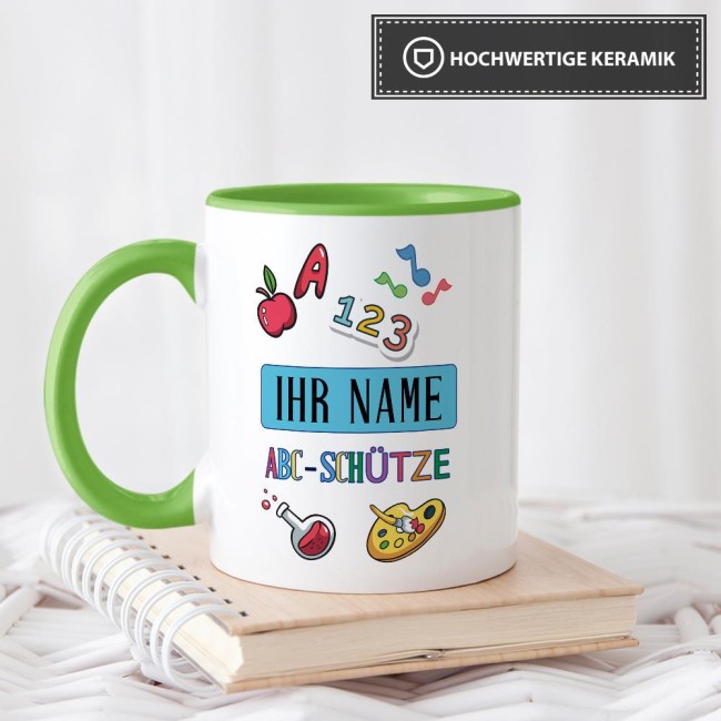 Tasse zur Einschulung - ABC-Sch&uuml;tze Hellgr&uuml;n