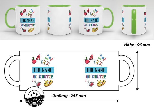 Tasse zur Einschulung - ABC-Sch&uuml;tze Hellgr&uuml;n