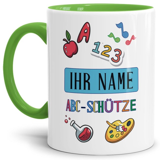 Tasse zur Einschulung - ABC-Sch&uuml;tze Hellgr&uuml;n