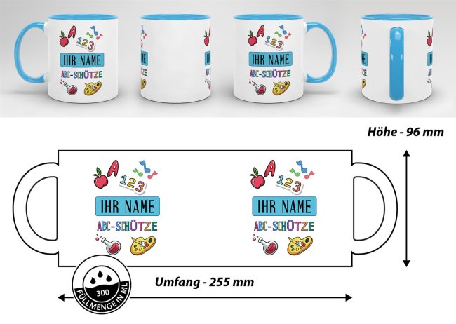Tasse zur Einschulung - ABC-Sch&uuml;tze Hellblau