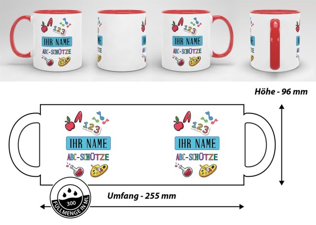 Tasse zur Einschulung - ABC-Sch&uuml;tze Rot