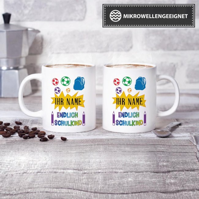 Tasse zur Einschulung - Endlich Schulkind 2 Weiss
