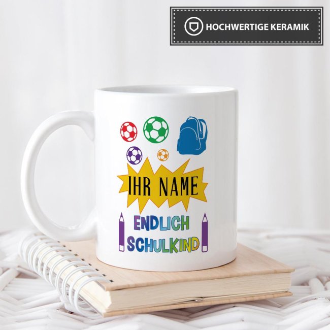 Tasse zur Einschulung - Endlich Schulkind 2 Weiss