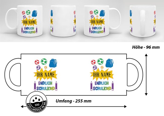 Tasse zur Einschulung - Endlich Schulkind 2 Weiss