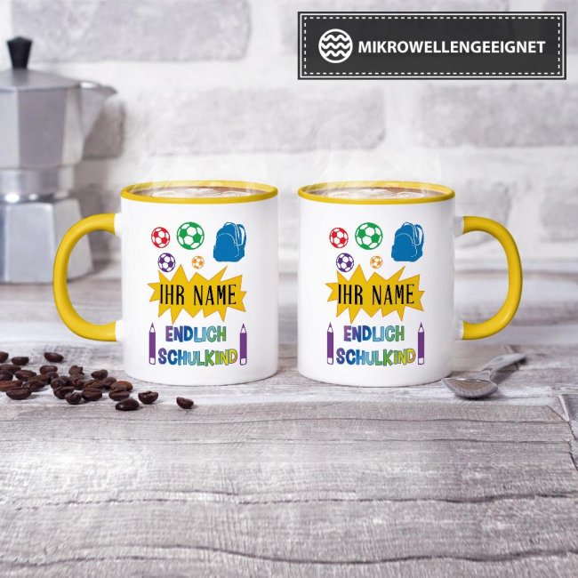 Tasse zur Einschulung - Endlich Schulkind 2 Gelb