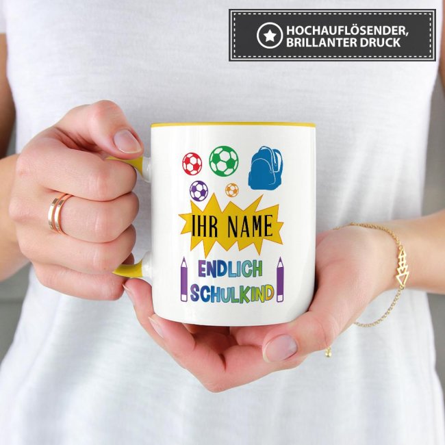 Tasse zur Einschulung - Endlich Schulkind 2 Gelb