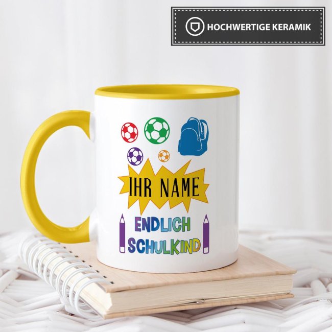 Tasse zur Einschulung - Endlich Schulkind 2 Gelb
