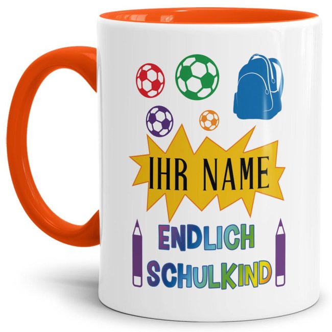 Tasse zur Einschulung - Endlich Schulkind 2 Orange