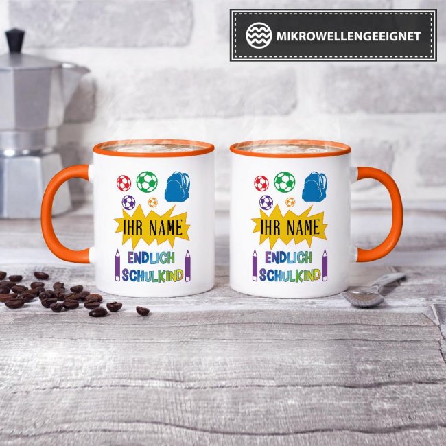 Tasse zur Einschulung - Endlich Schulkind 2 Orange