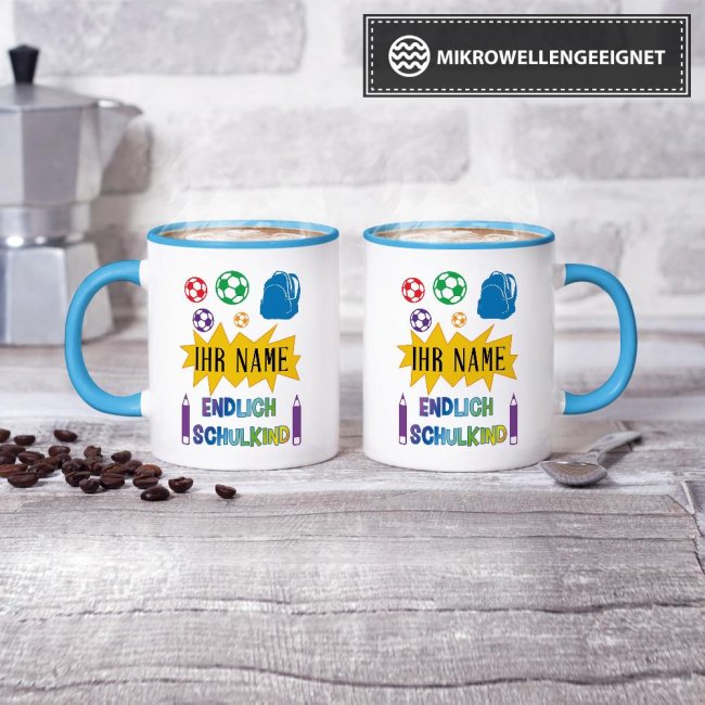 Tasse zur Einschulung - Endlich Schulkind 2 Hellblau