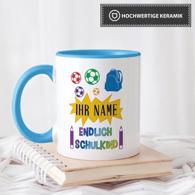 Tasse zur Einschulung - Endlich Schulkind 2 Hellblau