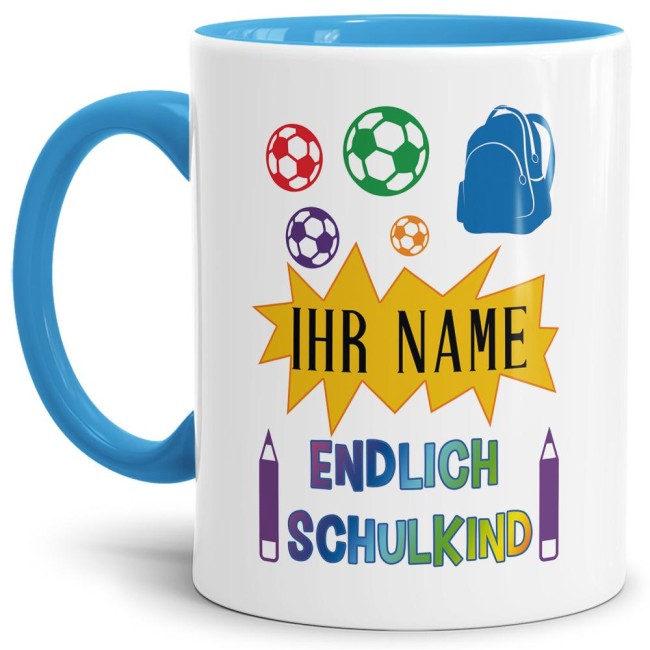 Tasse zur Einschulung - Endlich Schulkind 2 Hellblau