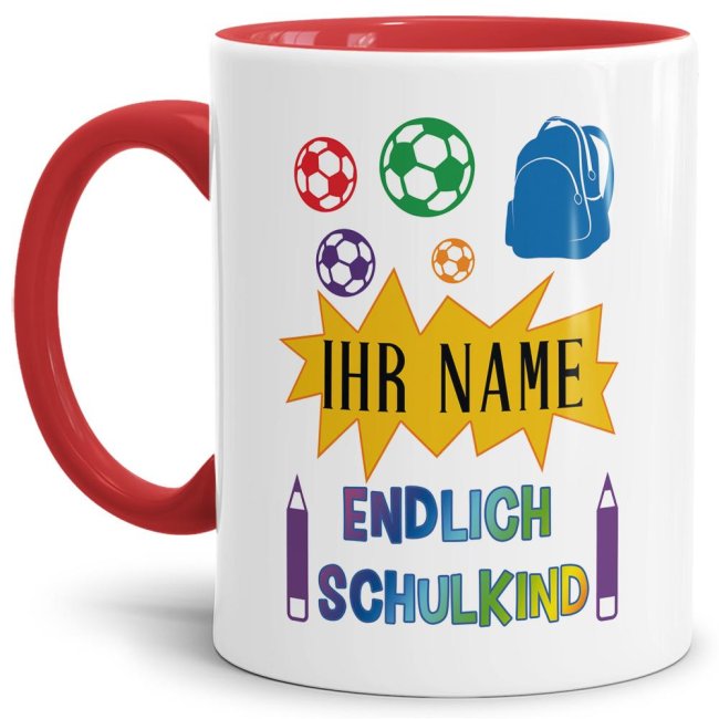 Tasse zur Einschulung - Endlich Schulkind 2 Rot