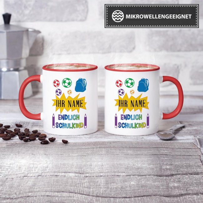 Tasse zur Einschulung - Endlich Schulkind 2 Rot